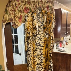 Zara Yellow and Black Animal Print Dress